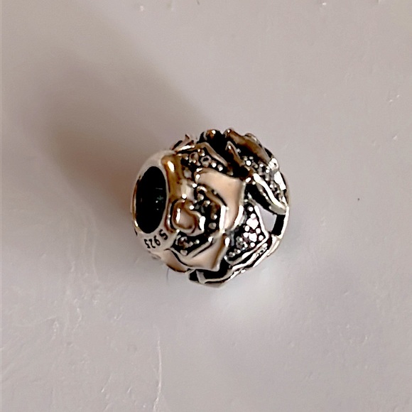 Pandora Sterling Silver “Delicate Rose” Pink Enamel Rose Charm - Picture 3 of 8